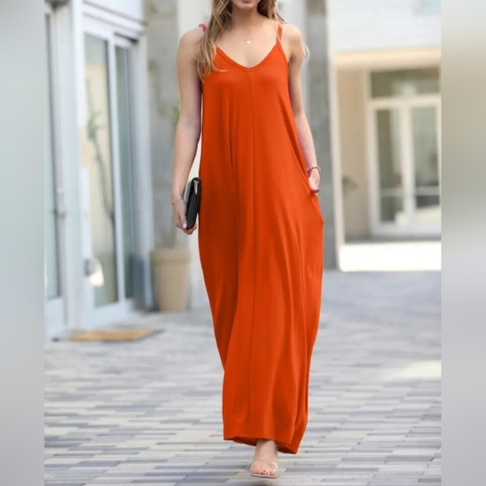 #423 🛑XL Fabulous Boho V-Neck Cami Summer Maxi Dress w/adjustable straps